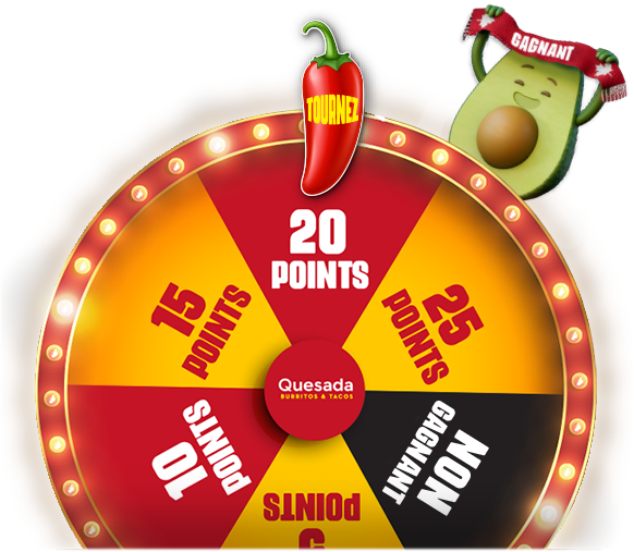 Quesada_Spin the Wheel_El-Guac_Wheel_Glitter_FR Quesada Tourner la roue pour gagner